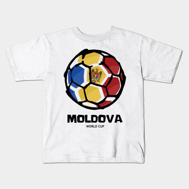 Moldova Football Country Flag Kids T-Shirt by KewaleeTee